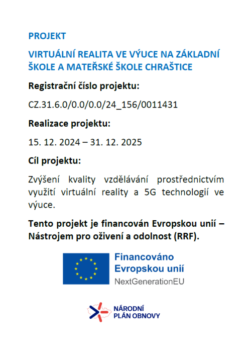 Virtuální realita - leták projektu Virtuální realita - leták projektu